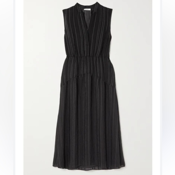 Vince Tiered Pinstripe Woven Midi Dress Size 6